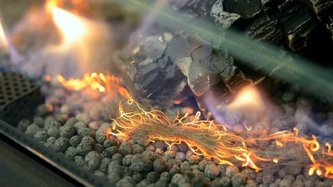 Modern bio fireplot on ethanol gas close-up 库存影片 87242599