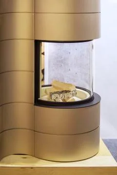 Modern bio fireplot fireplace on ethanol gas. Smart ecological alternative te Stock Photos