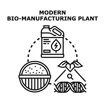 Modern bio manufacturing plant process concept Illustrazione stock