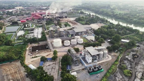 Modern bioethanol fuel products processing factory with tanks, warehouse and  Stock Footage 167275910