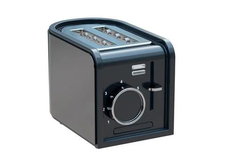 Modern black and chrome bread toaster isolated on white background Stock Illustration