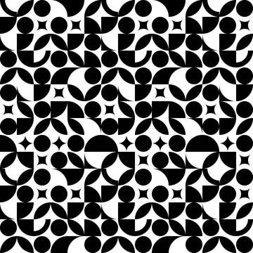 Modern Black and White Geometric Seamless Pattern with Mid Century Abstract.. Stock Illustration