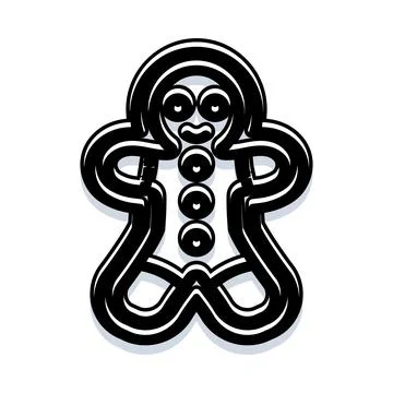 Modern black and white gingerbread man icon design Stock Illustration