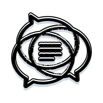 Modern black and white speech bubble communication logo Stock Illustration