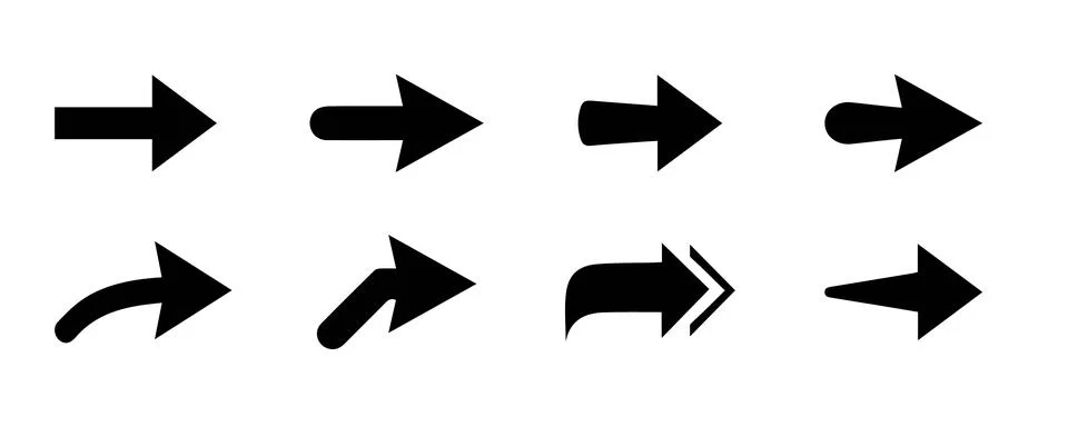 Modern Black Arrow Elements Set Stock Illustration