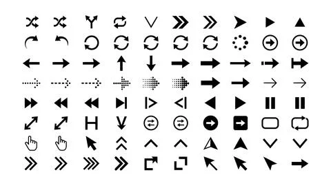 Modern Black Arrow Icon Set Collection イラスト素材