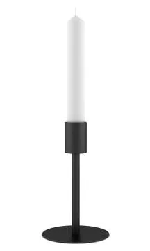 Modern black candlestick with candle isolated on white background Stock Illustration