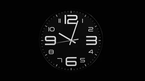 Modern black clock face moving fast forward Video stock 127372743