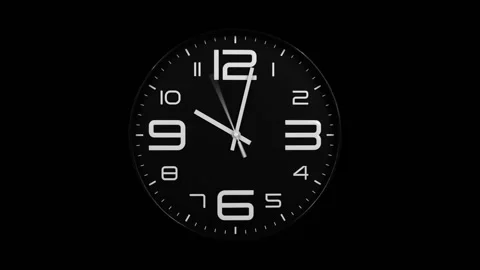 Modern black clock face moving fast forward time lapse Stock Footage 127387276