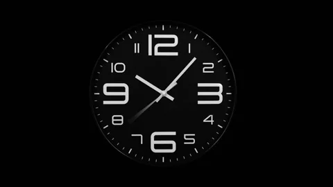 Modern black clock face moving fast forward time lapse Stock Footage 127387278