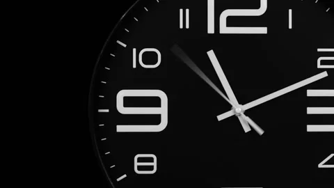 Modern black clock face moving fast forward transition Stock Footage 127468491