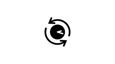 Modern Black Clock Icon with Circular Arrow Design Stock Footage 332526349