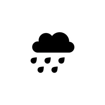 Modern black cloud icon with stylized raindrops Stock Illustration