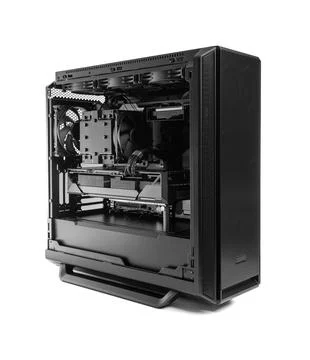 Modern black computer system unit isolated. Stock Photos