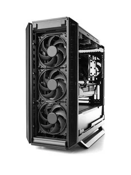 Modern black computer system unit isolated. Stockfoto's