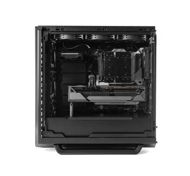 Modern black computer system unit isolated. 库存照片