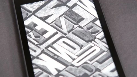 Modern black e-book reader, digital book Kindle, tablet computer device for d Video stock 164395806