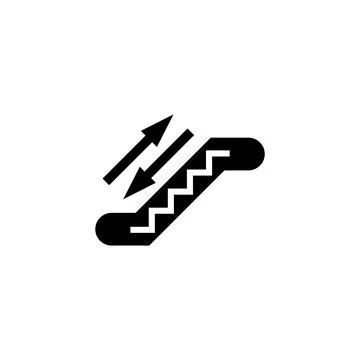 Modern black escalator icon with dynamic arrows. Ideal for navigation and d.. Stock Illustration