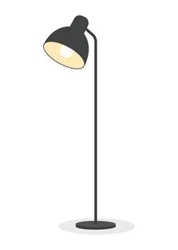 Modern Black Floor Lamp Vector Illustration with Warm Light for Minimalist .. Stock Illustration