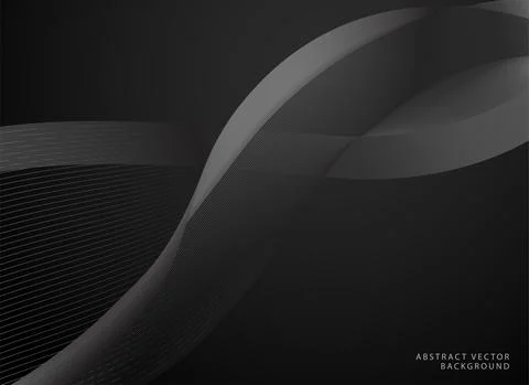Modern black gradient background vector with wavy shapes and lines. Stock Illustration