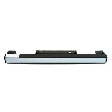 Modern black horizontal linear ceiling light with frosted diffuser, isolate.. Stock Photos
