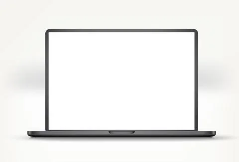 Modern black laptop with blank screen. 3d vector mockup for design Stock Illustration