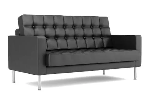 Modern black leather sofa isolated on white background Stock Illustration