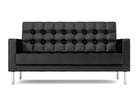 Modern black leather sofa isolated on white background Stock Illustration