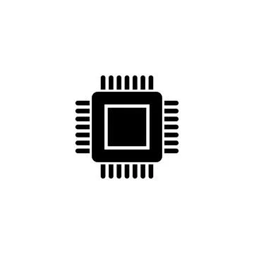 Modern black microchip icon, perfect for technology and computing designs Stock Illustration