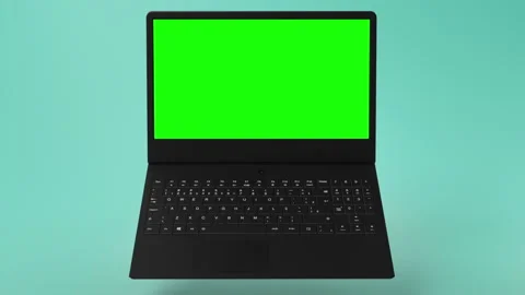 Modern, black Notebook with green screen on display for mockups or app showcases 스톡 동영상 254820141