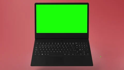 Modern, black Notebook with green screen on display for mockups or app showcases Stock Footage 254820283