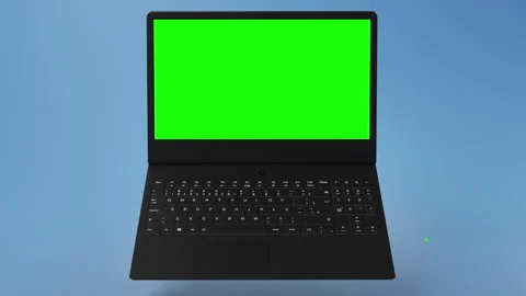 Modern, black Notebook with green screen on display for mockups or app showcases Stock Footage 254820390