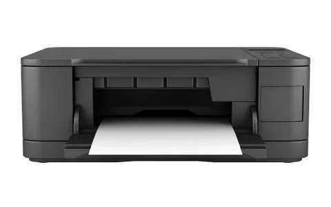 Modern black office multifunction printer isolated on white background Stock Illustration