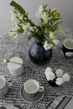 Modern black patterned tableware tea set Stock Photos