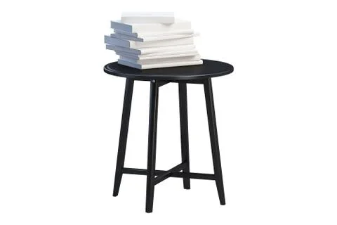 Modern black round coffee table. 3d render. Stock Illustration
