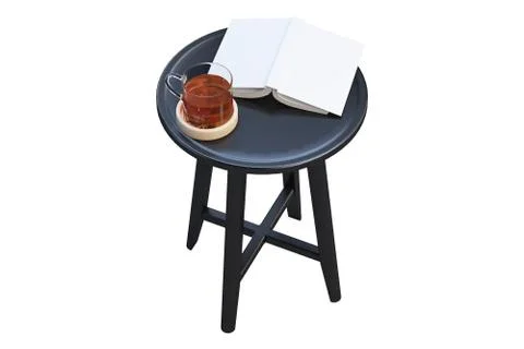 Modern black round coffee table. 3d render. Stock Illustration