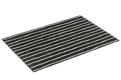 Modern black rug with a linear pattern. 3d render Stock Illustration
