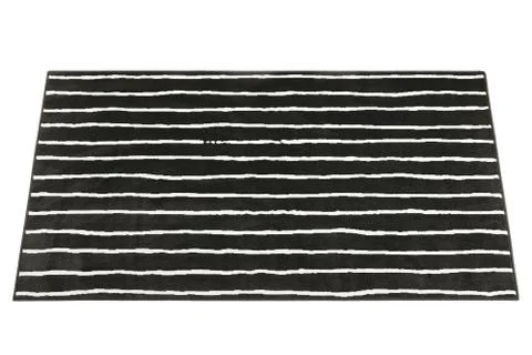 Modern black rug with a linear pattern. 3d render Stock Illustration
