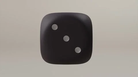 Modern Black Square Dice Object With Rounded Corners and Four Circular Holes Stock Footage 315467301