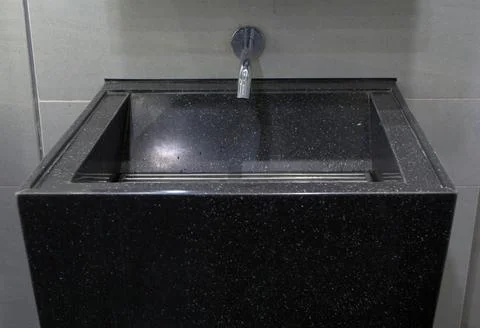 Modern Black Stone Sinks Stock Photos