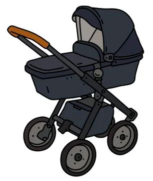 The modern black stroller Stock Illustration