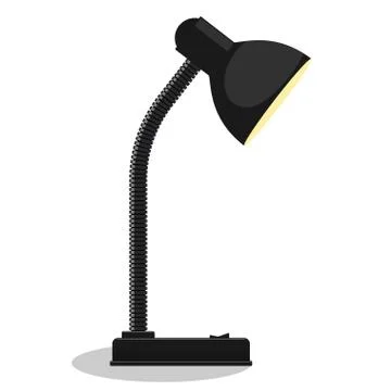 Modern black table lamp icon, flat design style. Desk lamp. Vector illustrati Stock Illustration