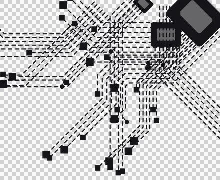 Modern black technology circuit pattern transparent PNG Stock Photos