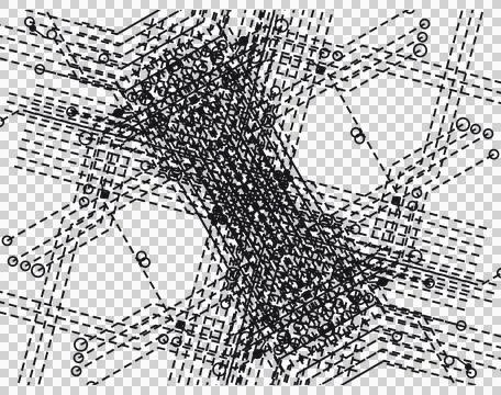 Modern black technology circuit pattern isolated PNG with transparent background Stock Photos