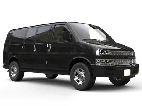 Modern black van - studio shot - 3D render Stock Illustration