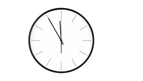 Modern Black wall clock with minimalist design featuring clean white face Stock Photos