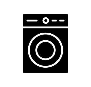 Modern Black Washing Machine Icon on White Background for Home Use Stock Illustration