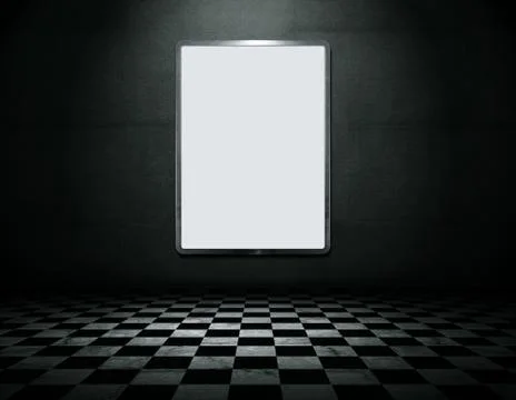 Modern blank metal frame in empty grunge interior with clipping path Stock Photos