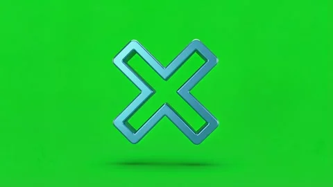 Modern blue 3D X icon floating on green chroma key background. Stock Footage 329478136