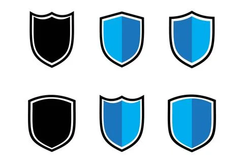 Modern Blue And Black Shield Symbol Set Stock Illustration